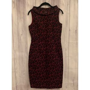 Anne Klein Sleeveless Midi Dress in Burgundy and Black